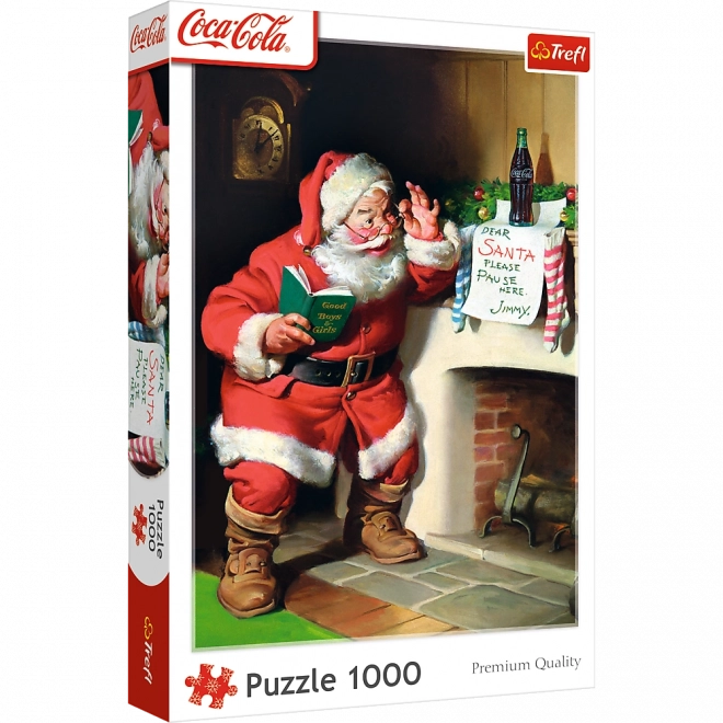 Puzzle 1000 elementów Coca‑Cola świąteczne – Święty Mikołaj przy kominku