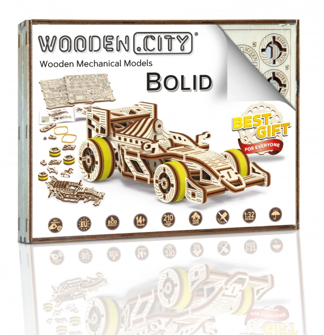 Drewniane Miasto 3D puzzle Wyścigowy Samochód Bolid 108 części