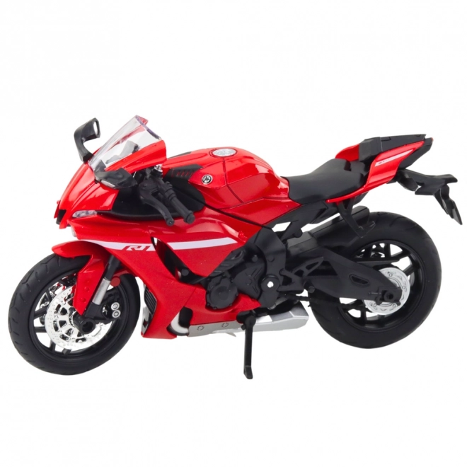 Sportowy metalowy motocykl czerwony z oświetleniem i dźwiękami R1 1:12
