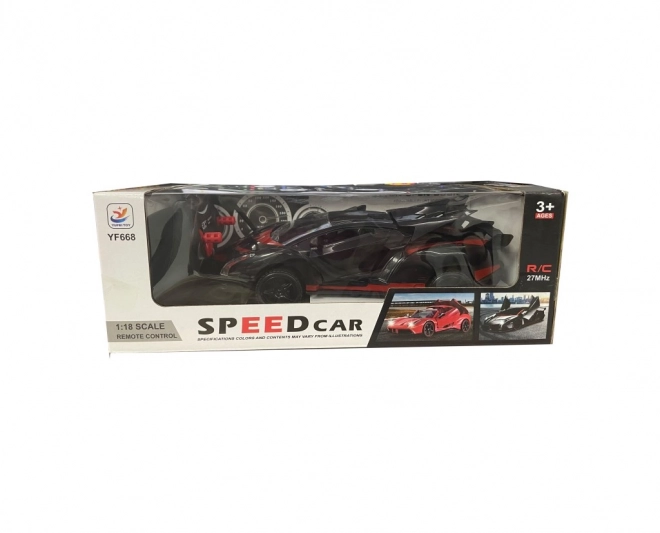 Sportowe auto RC czerwono-czarne w skali 1:18
