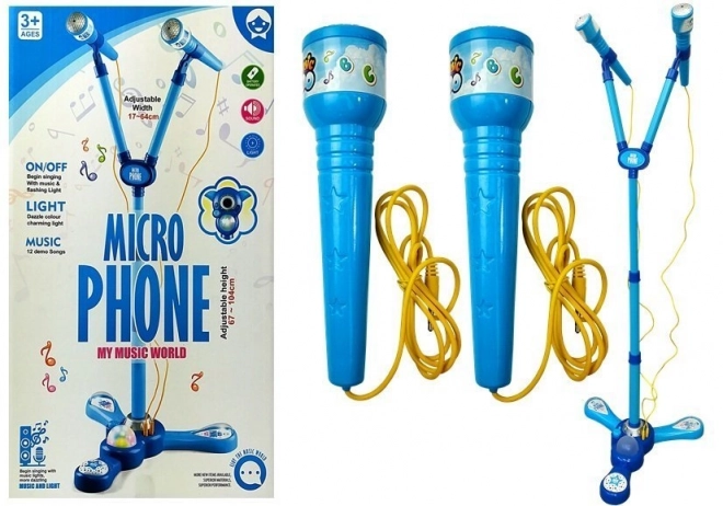 Zestaw mikrofonów karaoke dla dzieci Niebieski stojak na baterie