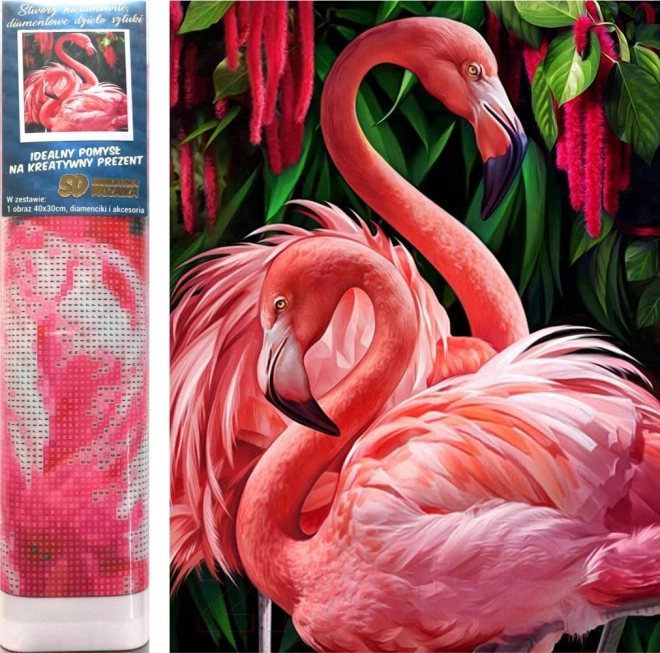 Zestaw do malowania diamentowego - różowe flamingi