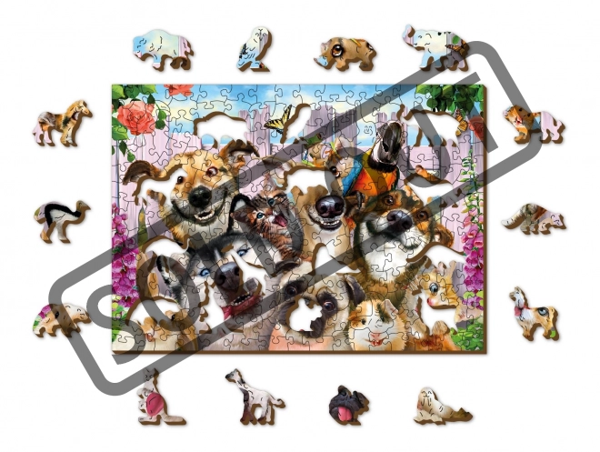 Wooden City drewniane puzzle Szalone Zwierzaki 2w1, 200 elementów EKO