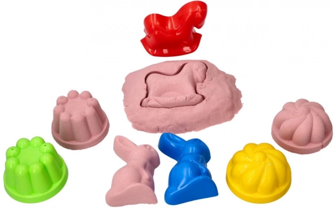 ADAM TOYS Piasek kinetyczny różowy 2 kg + foremki i łopatka