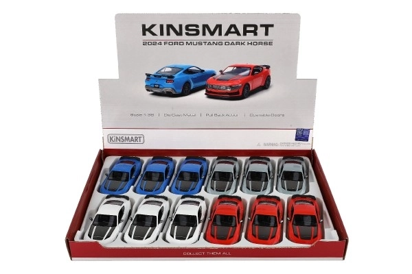 Auto Kinsmart 2024 Ford Mustang Dark Horse 1:38 metal/plastik 12,5cm 4 kolory na bieg wsteczny 12szt w pudełku