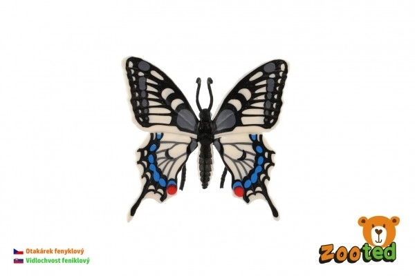 Motyl tropikalny Papilio/paź królowej zooted plastyczny 8cm w woreczku