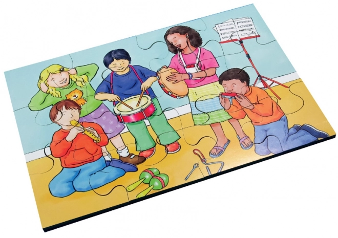 Drewniane puzzle 72 elementów z motywami inkluzyjności