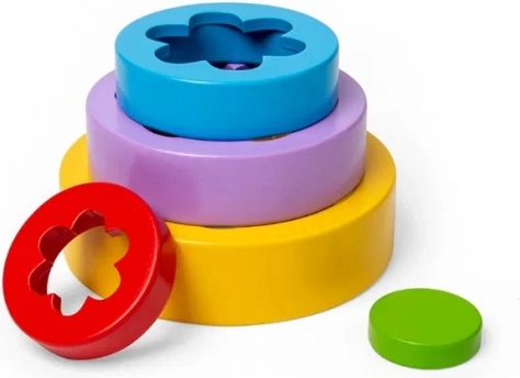 Bigjigs Toys kwiatowa wieża do układania z drewna FSC