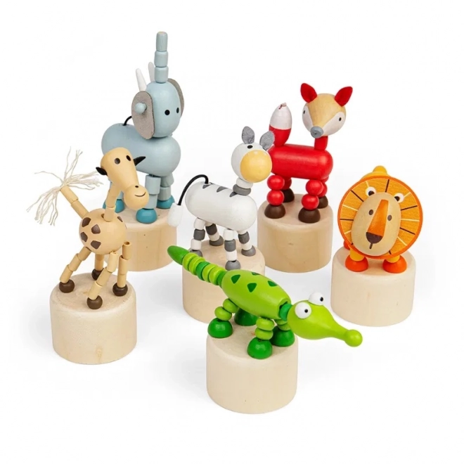 Bigjigs Toys drewniane figurki safari do naciskania