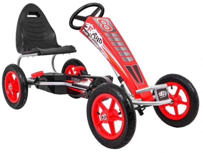 Gokart Full Ahead AIR z pedałami dla dzieci 3+ Czerwony + Regulacja siedzenia + Opony pneumatyczne + Hamulec ręczny