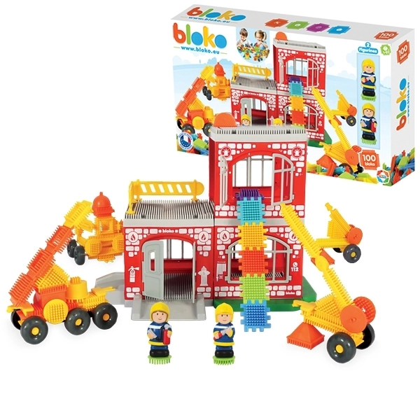 Kreatywne klocki Pin Bricks Straż Pożarna 100 sztuk + 2 figurki