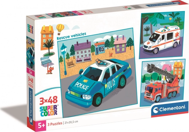 CLEMENTONI Puzzle Pojazdy Ratunkowe 3x48 elementów