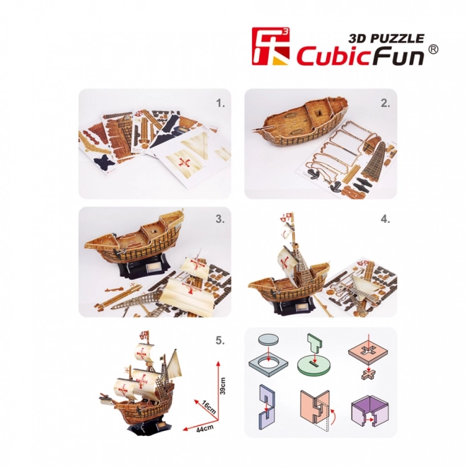 Puzzle 3D Statek Santa Maria
