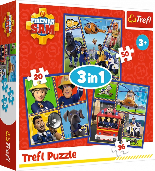 Puzzle 3w1 Dzień strażaka Sama