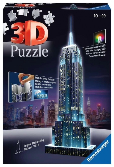 RAVENSBURGER Świecąca 3D układanka Edycja Nocna Empire State Building 216 elementów