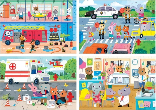 EDUCA Puzzle Bohaterowie w akcji 4w1 (20,40,60,80 elementów)