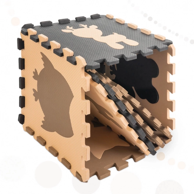 Brązowe piankowe puzzle z leśnymi zwierzątkami - 9 sztuk