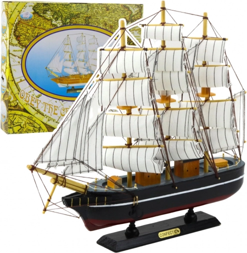Model dekoracyjnego trójmasztowca czarny 39x36 cm