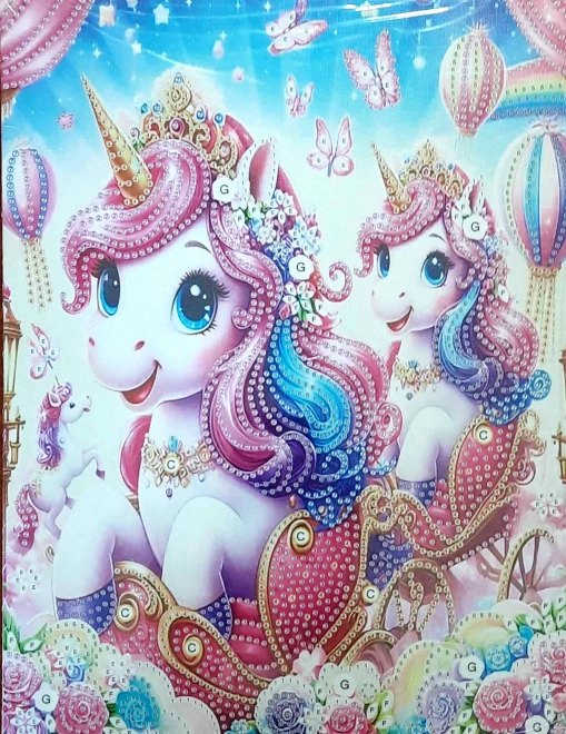 NORIMPEX Malowanie diamentowe na płótnie Jednorożce w powozie 23x30cm
