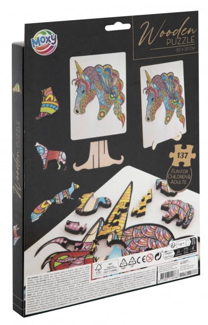Drewniane puzzle jednorożec