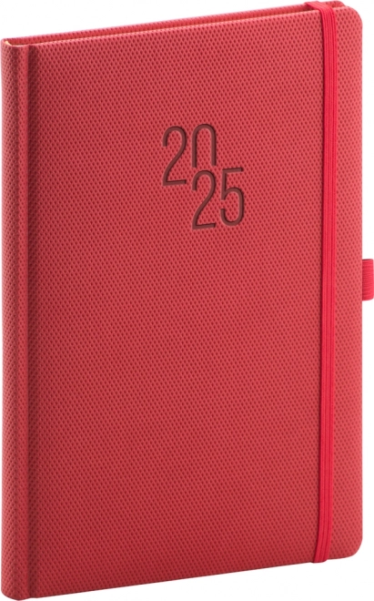 Tygodniowy dziennik Diamante 2025, czerwony, 15 × 21 cm
