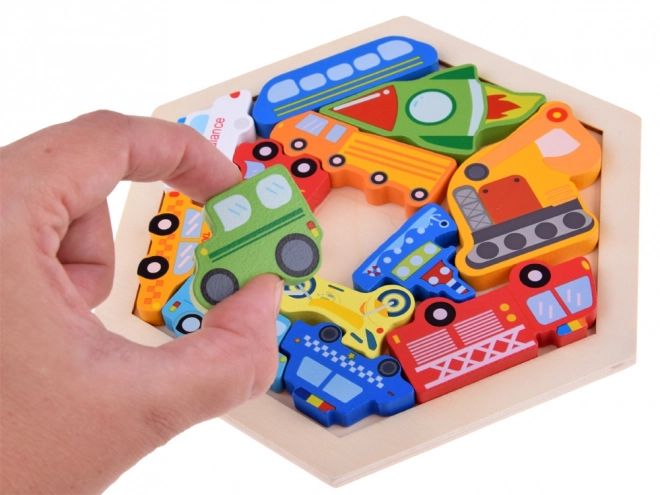 Drewniane puzzle Pojazdy