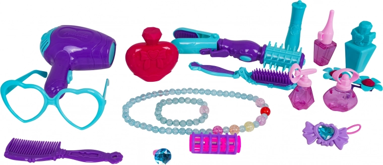 Bogaty zestaw fryzjerskich i kosmetycznych dodatków