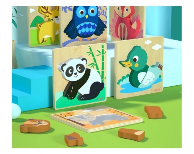 Drewniane puzzle zwierzęta Niedźwiedź