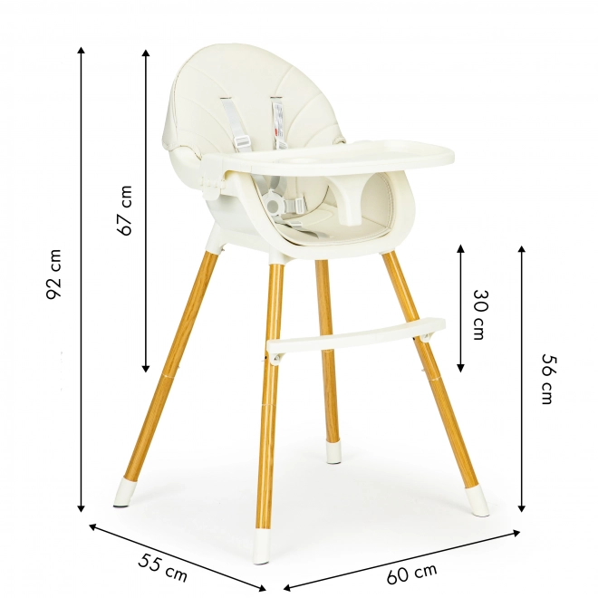 ECOTOYS Krzesełko do karmienia 2w1 Beżowe