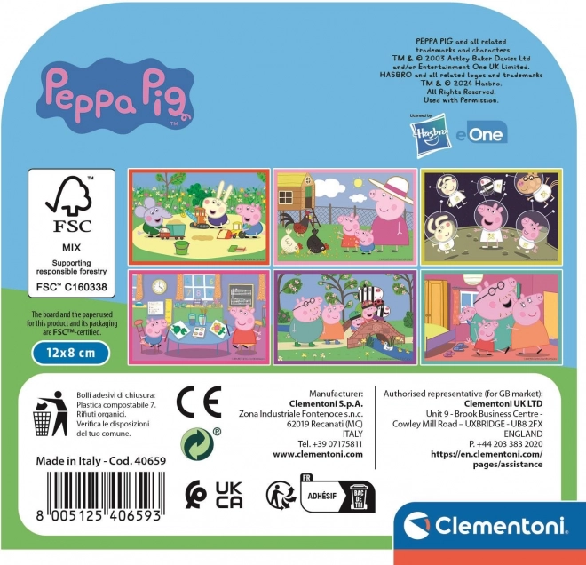 CLEMENTONI Klocki obrazkowe Świnka Peppa, 6 kostek