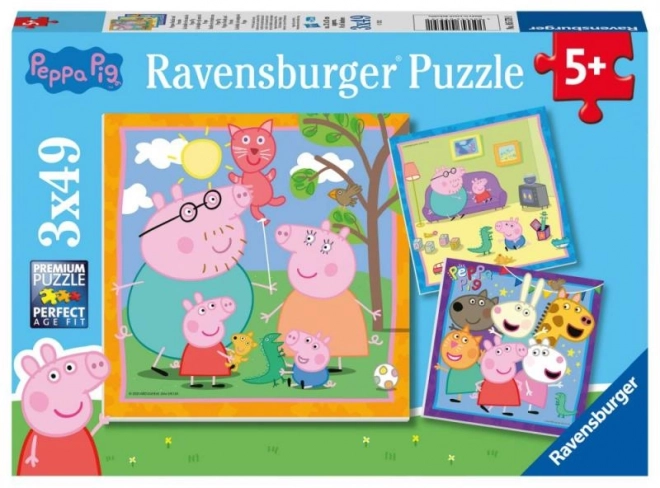 Puzzle Świnka Peppa 3x49 kawałków