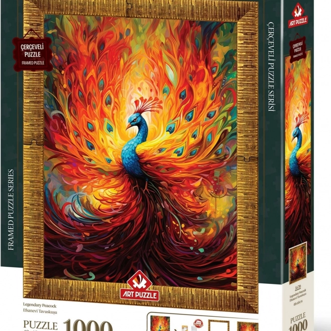 Puzzle z ramką i klejem Kolorowy paw 1000 elementów