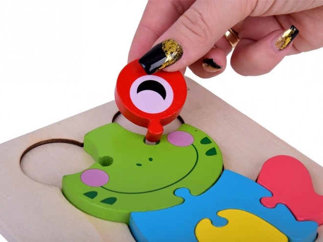 Drewniane 3D puzzle żaba Montessori