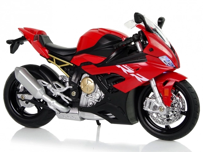 Model motocykla BMW S1000RR czerwone dźwięki światła