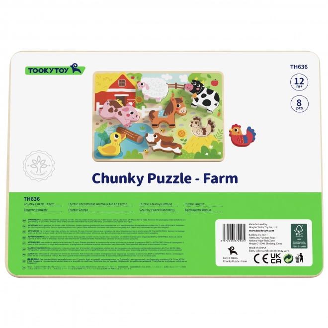Drewniane puzzle Montessori zwierzęta farma