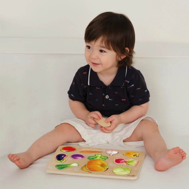 Drewniana montessori układanka z warzywami
