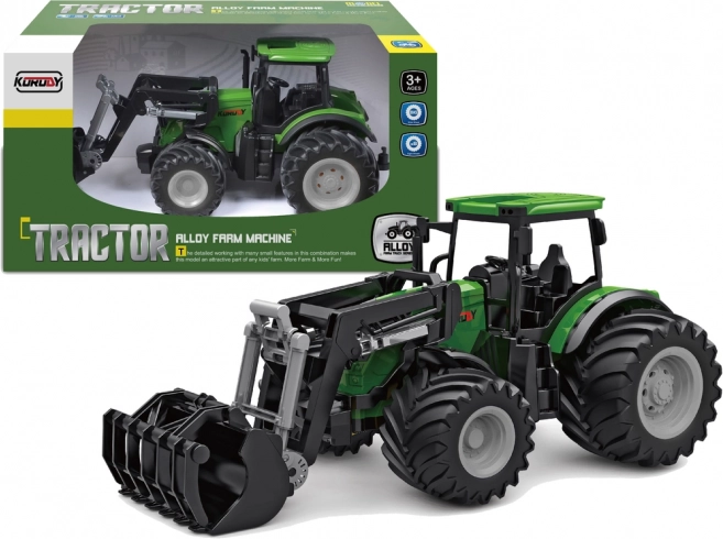 Zielony traktor 1:24 z łyżką krokodylką