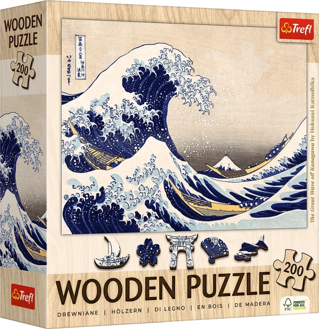 Drewniane puzzle Wielka Fala u Kanagawy 200 elementów