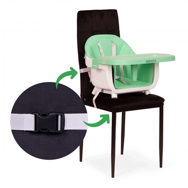 Krzesełko do karmienia dziecięce 2w1 zielone ECOTOYS