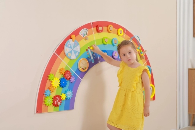Drewniany panel ścienny montessori - tęcza