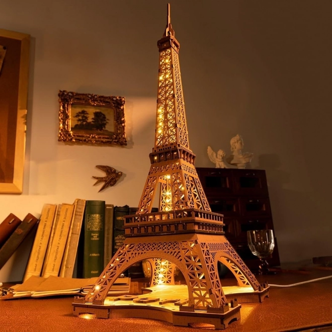 RoboTime 3D Drewniane puzzle Rolife Noc Wieży Eiffla świecące