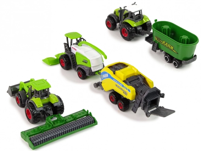 Zestaw 6 pojazdów rolniczych Traktor Kombajn Metalowe części