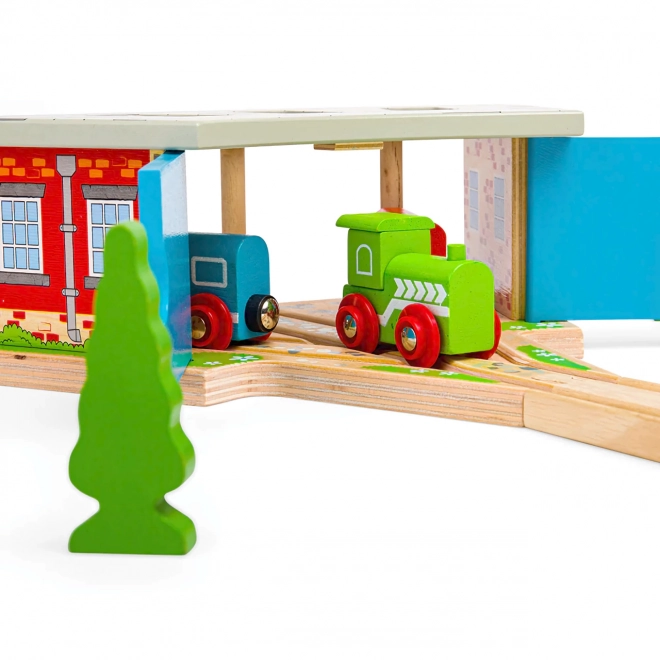 Bigjigs Rail Potrójny depo z drzwiami