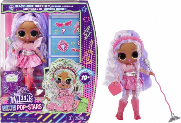 L.O.L. Surprise! Tweens Neon Pop Stars Kitty K laleczka z niespodzianką UV