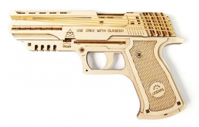 Mechaniczna 3D układanka pistolet UGEARS Wolf-01