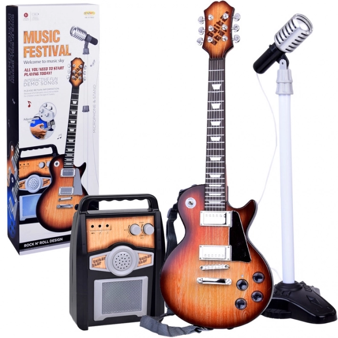 Elektryczna gitara z mikrofonem i wzmacniaczem dla dzieci karaoke