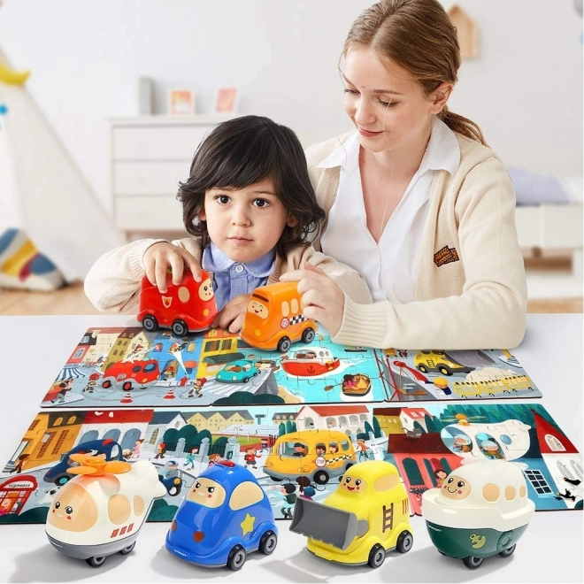 TOP BRIGHT Drewniane puzzle z zabawką: Policyjny samochód 24 części