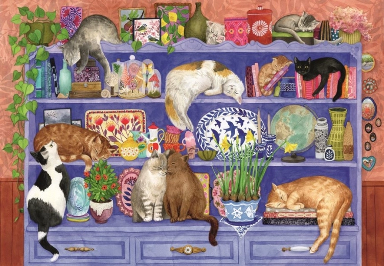 Puzzle Koty na półce 200 elementów