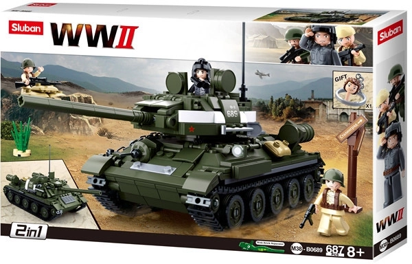 Sluban WWII M38-B0689 Radziecki czołg T-34/85 2w1