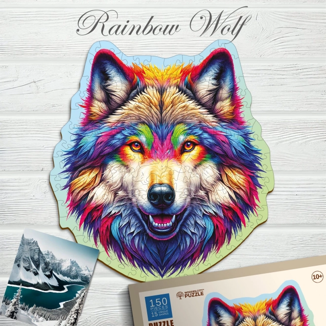 Drewniane puzzle Tęczowy wilk 150 elementów